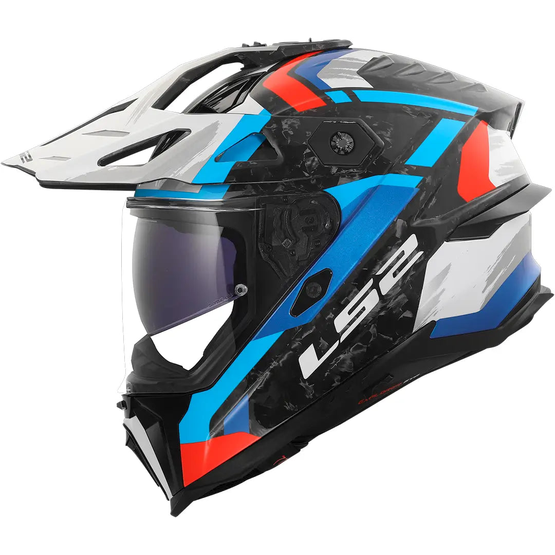 LS2 MX707 Explorer Evo Carbon Falkur Helmet - White/Blue/Red