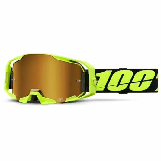 Offroad goggles 100% Armatic fluorescent yellow - gold mirror lens