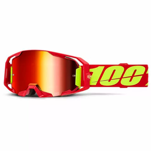 Gafas Offroad 100% Armatic rojo amarillo flúor - cristal espejo rojo 50060-00005
