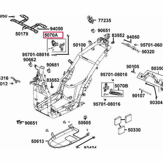 Estribera pasajero derecha Kymco People 125/150 5070A-AEB9-E00