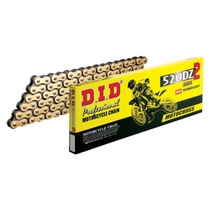 Cadena 520 DZ2 118 eslabones con enganche clip dorada DID 520DZ2/118/G&B