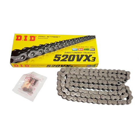 Corrente de transmissão X-Ring passo 520 VX3 G&B 118 elos D.I.D - aço