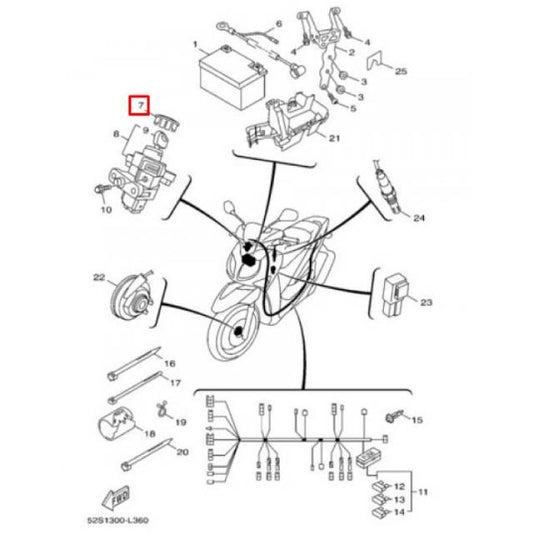 Cache de serrure Yamaha Xenter 125 12-19