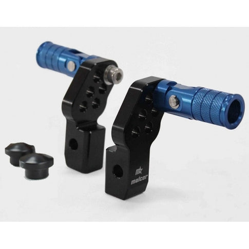Multi-adjustable CNC footpegs pitbike Malcor blue