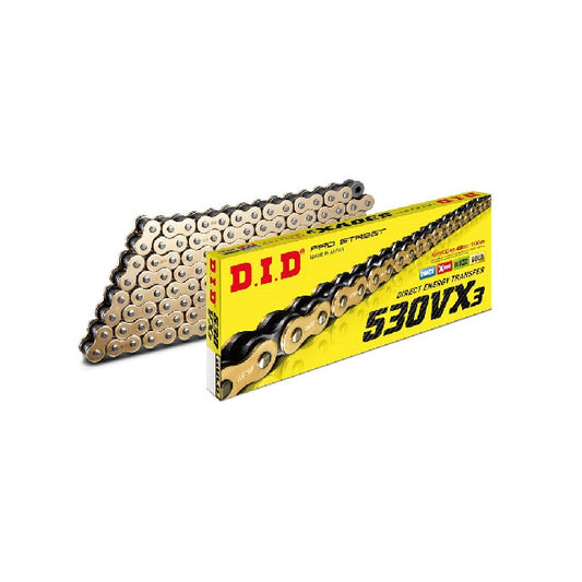 Chaîne de transmission X-Ring pas 530 VX3 108 maillons G&B D.I.D - doré