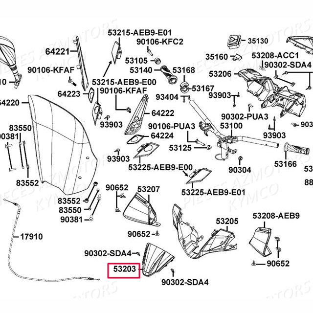 Tapa superior panel instrumentos Kymco People 125/150 - Marrón 53203-AEB9-E00-70P