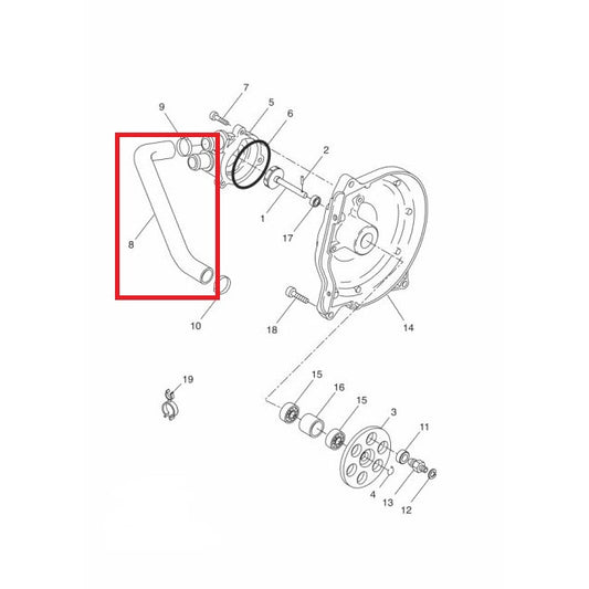 Tubo manguito refrigerante bomba de agua Minarelli Scooter Yamaha 5BRE24830000