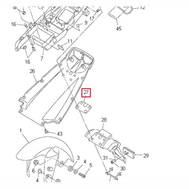 Junta portamatrícula Yamaha YZF R6 03-05 5SL216690000