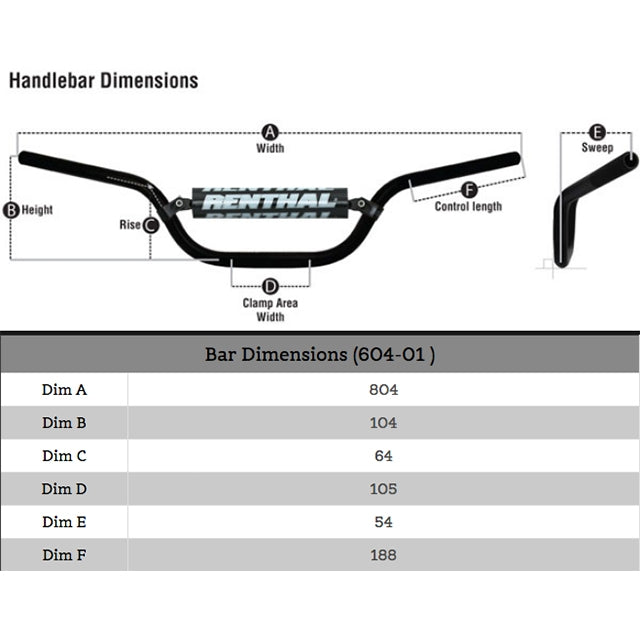 Handlebar FatBar d.28,6mm 604 Renthal - titanium