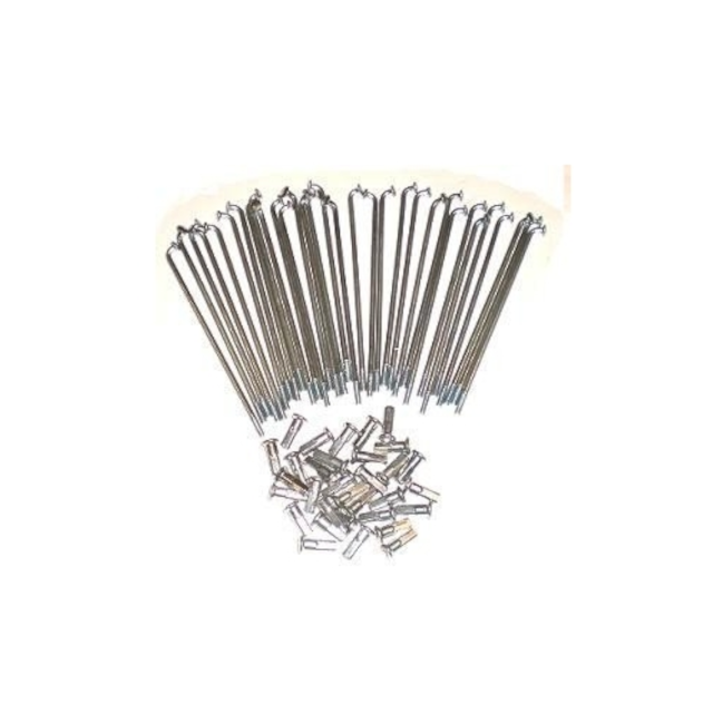 Kit de 32 rayons roue arrière 12" moyeu Pit Bike Malcor argent