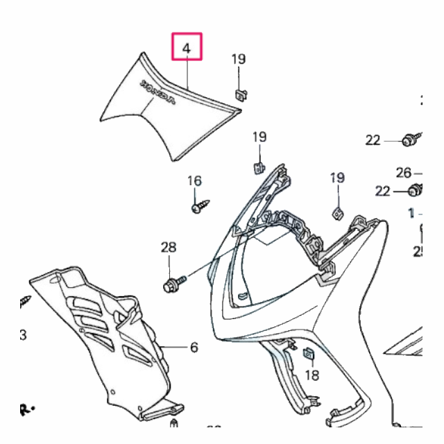 Frontal superior Honda Dylan 125/150 64300-KPZ-860ZA