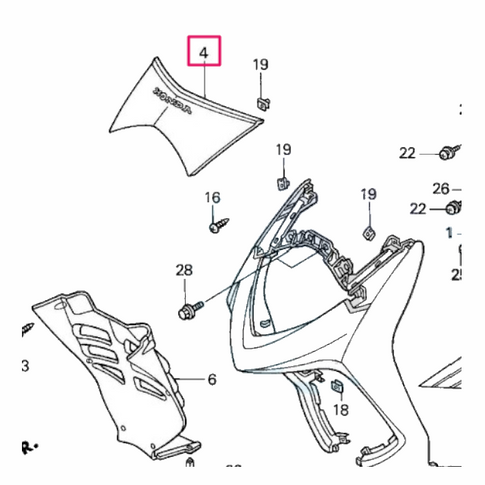 Frontal superior Honda Dylan 125/150 64300-KPZ-860ZA