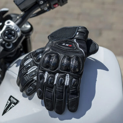 Guantes LS2 Spark II Leather Man - Negro/Blanco