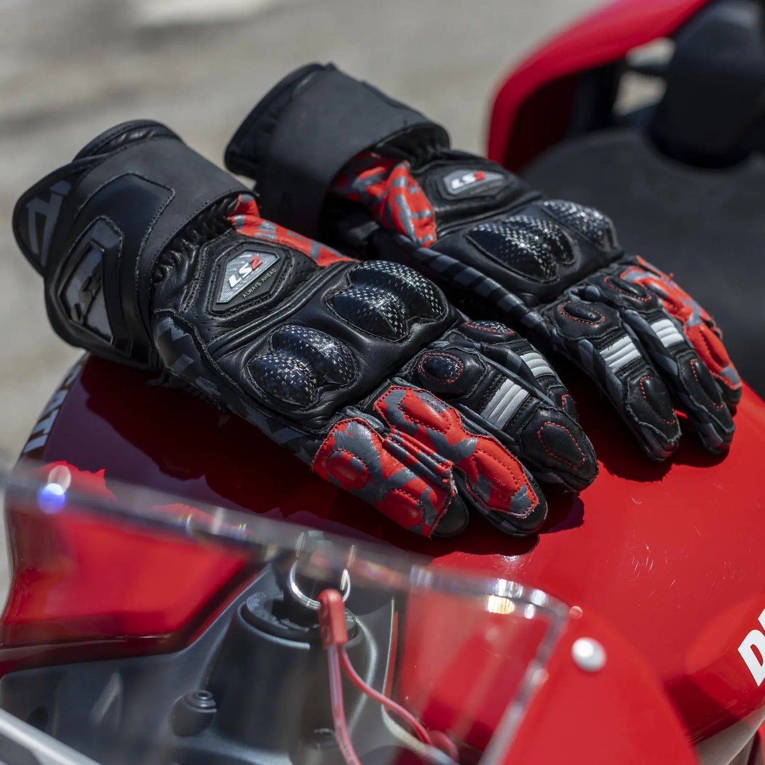 Guantes LS2 Feng Man - Negro/Rojo