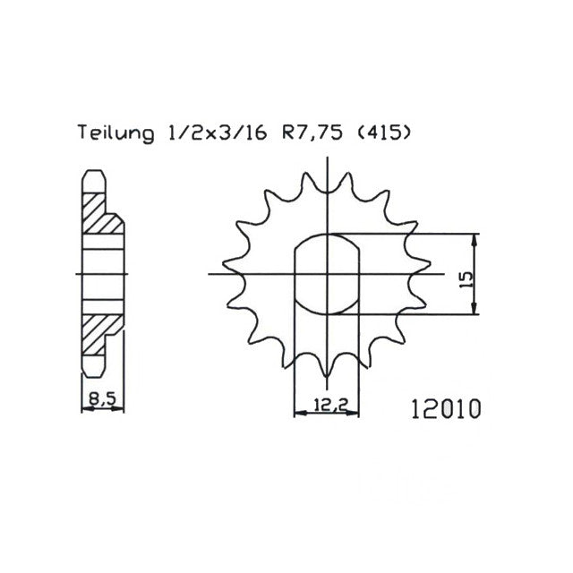 Piñón de ataque Husqvarna TC 50 / KTM SX 50 17-22 Z-11 paso 415 Esjot 726.43.02