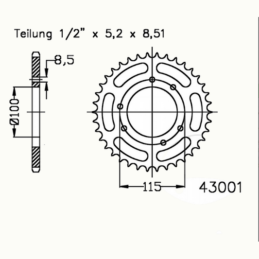 Corona de transmisión Gilera GSM 50 Z-48 paso 420 Esjot 727.04.14