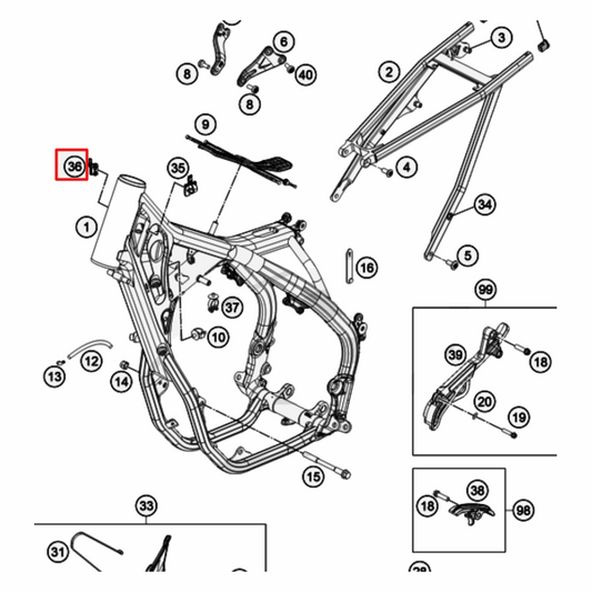 Air Fuel Cable Support KTM SX / SX-F / EXC / EXC-F