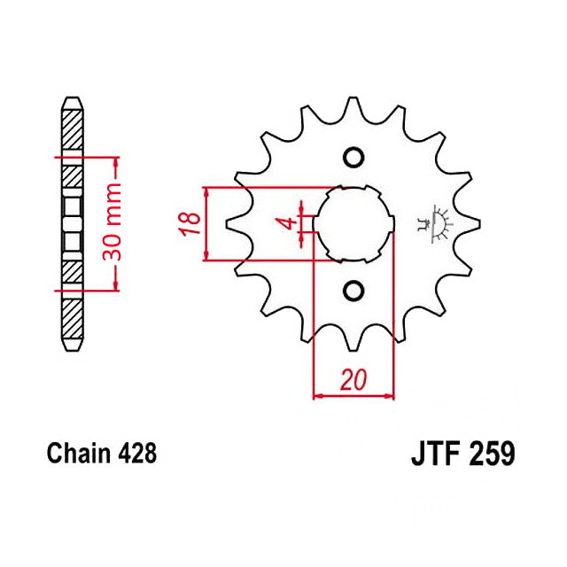 Daelim VL 125 Transmission Kit 14x45 RK 428 XSO Chain