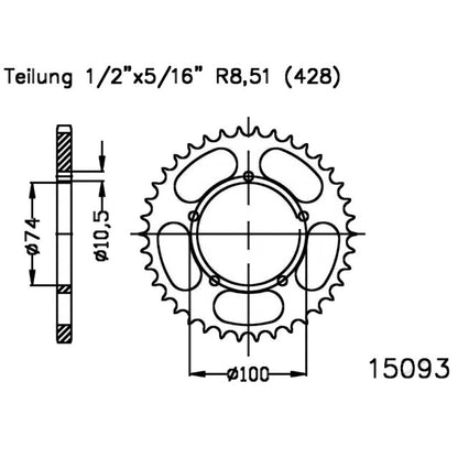 Daelim VL 125 Transmission Kit 14x45 RK 428 XSO Chain