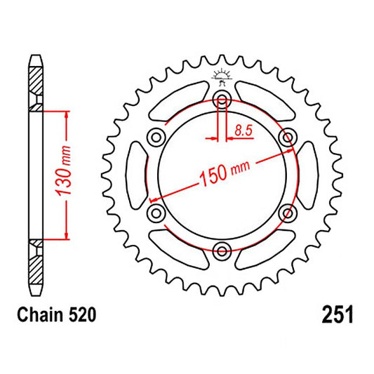 Yamaha YZ 125-250 / YZ-F 250-450 / WR-F 250-450 Transmission Kit 13x50 UW-Ring GB520MXU/114 RK