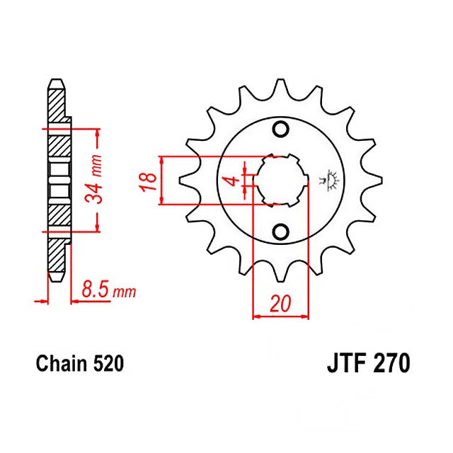 Kit de transmissão Honda CB 250 Two-Fifty 14x31Z 520VX3 D.I.D
