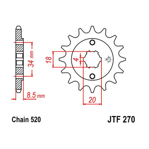 Kit de transmissão Honda CB 250 Two-Fifty 14x31Z 520VX3 D.I.D