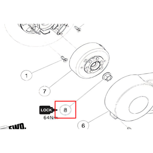 Porca de ignição para motor Daytona Anima com pedal de arranque M12