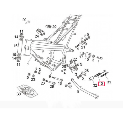 Mola curta descanso central Derbi Senda 50 >2010