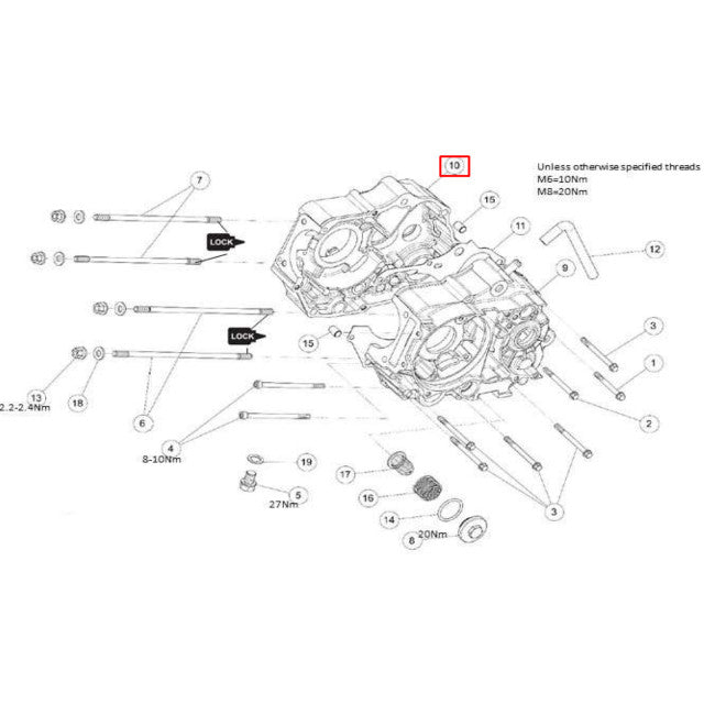 Cárter motor derecho motor Daytona Anima 4 marchas arranque pedal 86884