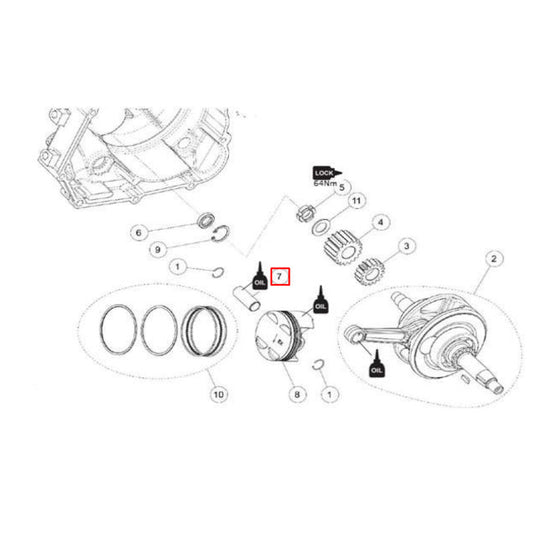 Cavilhão de pistão motor Daytona Anima SYS/SYH L.39mm