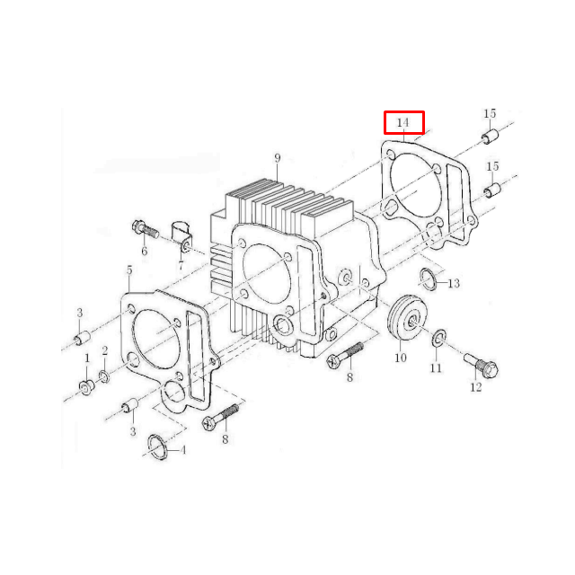 Junta cilindro Pitbike motor semi-auto 88 Zongshen 90205-D002-0000