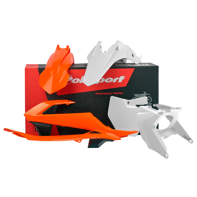 Kit de plásticos KTM 65SX con caja filtro aire 16-22 Polisport - OEM naranja-blanco-negro 90682