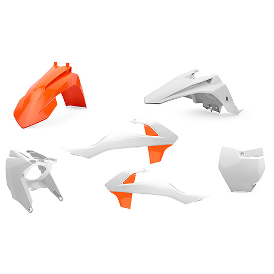 Kit de plásticos KTM 65SX con caja filtro aire 16-22 Polisport - OEM blanco-naranja 90805