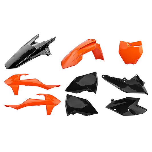 Kit de plásticos SX125/150 SX-F250/350/450 XC-F250/350/450 16-18 Polisport - negro-naranja 90834