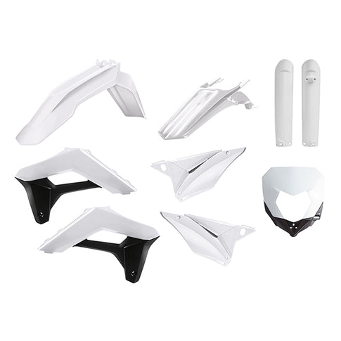 Kit de plásticos Sherco SE-R/SEF-R con protectores de horquilla y careta 17-22 Polisport - blanco 90857