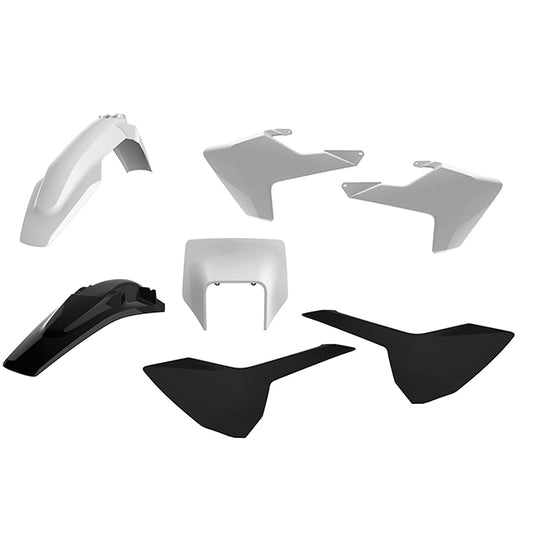 Kit de plásticos TE125/250/300 FE250/350/450 con careta 17-19 Polisport - negro-blanco 90896