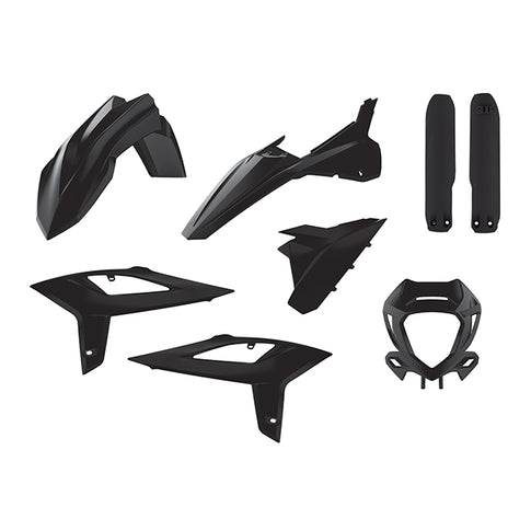 Kit de plásticos Beta RR 250/300 2T 350/400/450 4T con protectores de horquilla y careta 20-22 Polisport - negro 90930