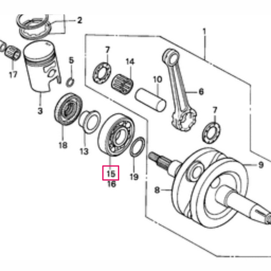Cojinete cigüeñal Honda NSR 75/80 NTN 22x56x15 91004-GAS-901