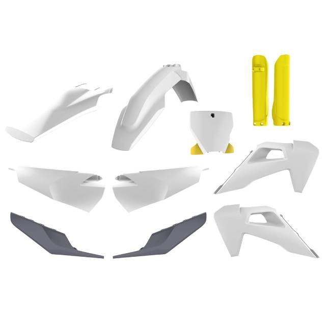 Kit de plásticos Husqvarna TC125/250 / FC250/350/450 19-22 Polisport blanco-amarillo 91121
