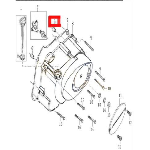 Casquillo centrador cárter Ø8x12x6,3 Pitbike motor semi-auto 88 Zongshen 91521-08001200063
