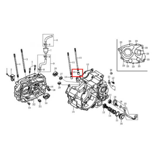 Pin centrador cilindro Pitbike 10X14 Zongshen