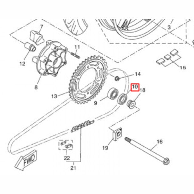 Retén izquierdo rueda trasera Yamaha YZF-R 125 08-13 931-06268-08-00
