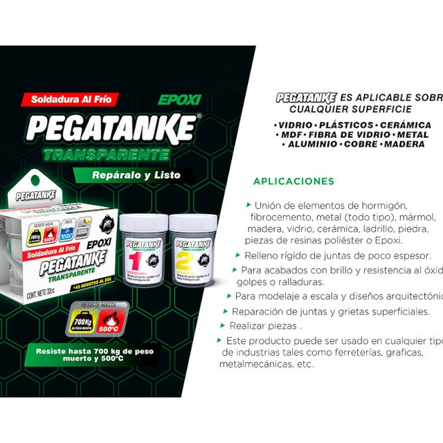 Adesivo Epóxi 32ml Pegatanke - transparente