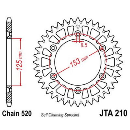 Corona de Alumínio 45 Dientes Rojo JTA210 JT Sprockets