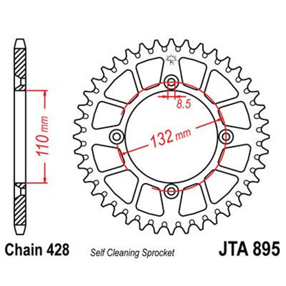 Corona de Alumínio 48 Dientes Negro JTA895 JT Sprockets