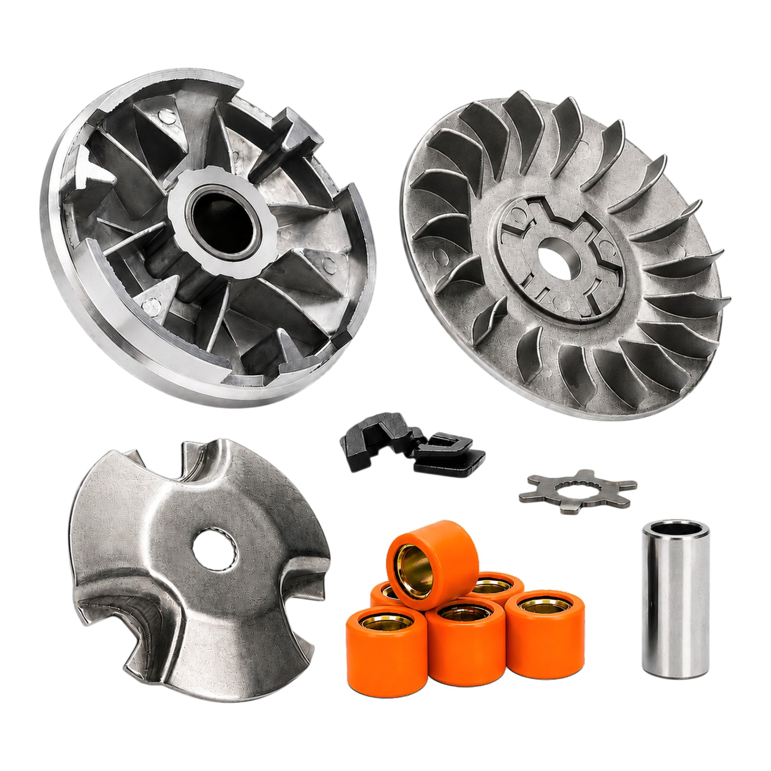 Variador con polea AllPro Racing para motores Minarelli horizontales, mejora rendimiento y transmisión del motor.