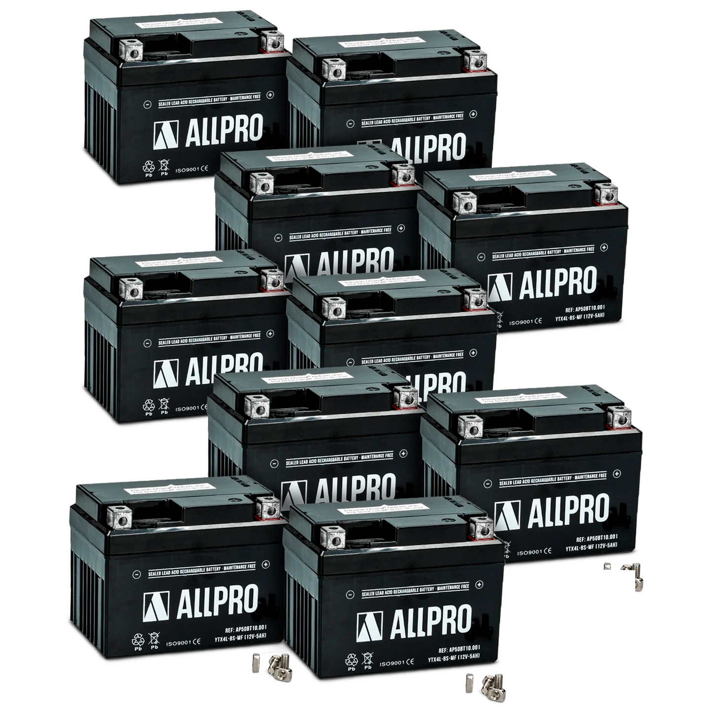 Box of 10 precharged YTX4L-BS Allpro batteries 