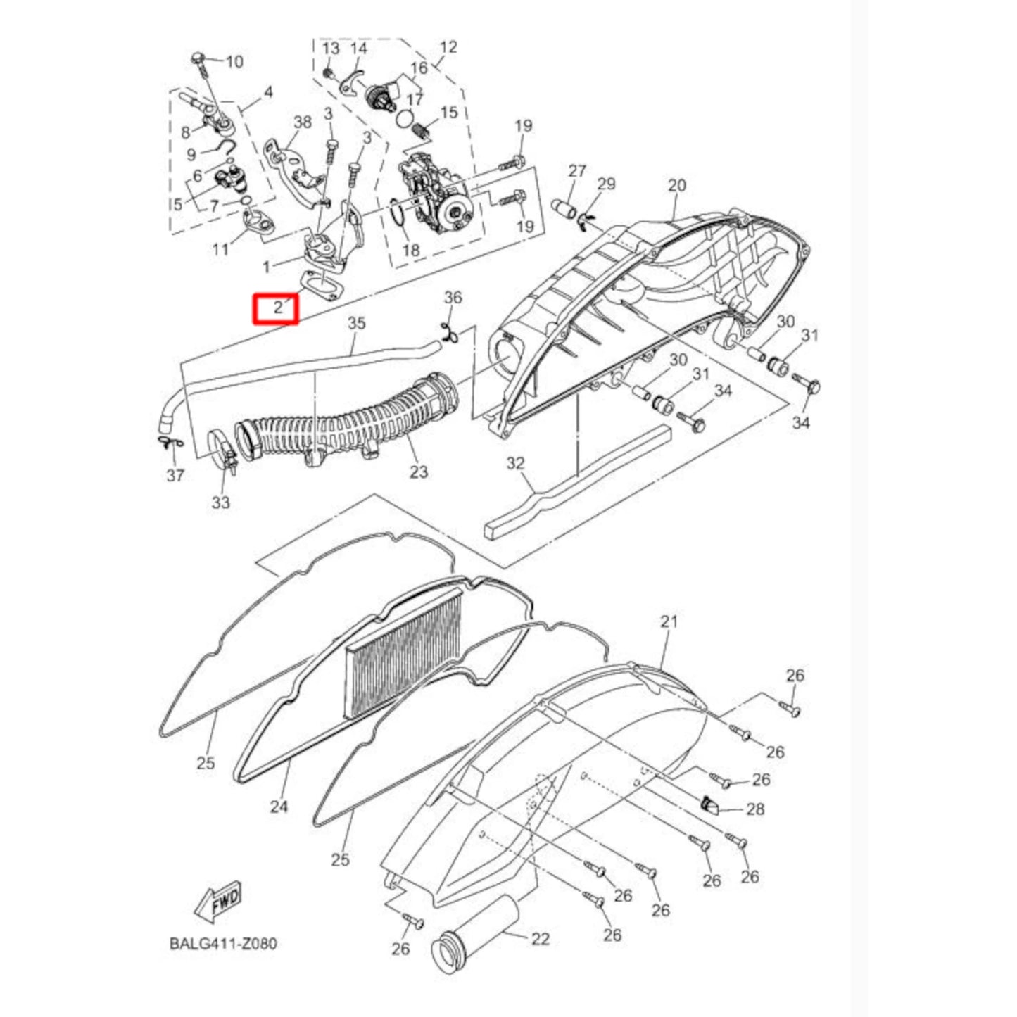 Joint d'admission Yamaha N-Max / X-Max 125 21-26 