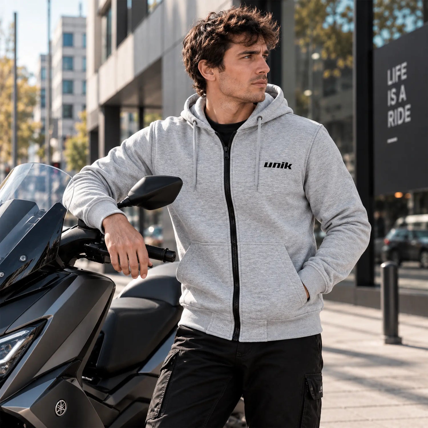 Sudadera Unik SC-01 con kevlar y protecciones - Gris
