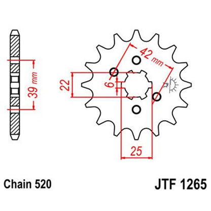 Piñon de Acero 14 Dientes JTF1265 JT Sprockets